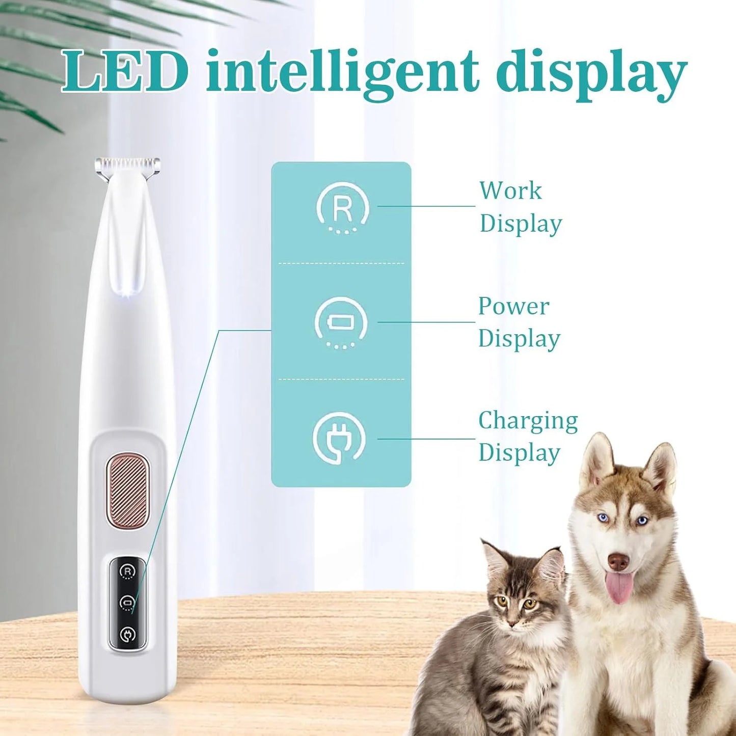 Cat Dog Paw Trimmer Rechargeable Pet Grooming Clippers With LED Light Low Noise
