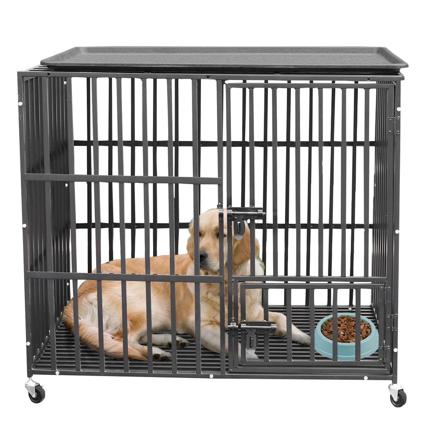 BINGOPAW Rolling Heavy Duty Dog Cage With Tray