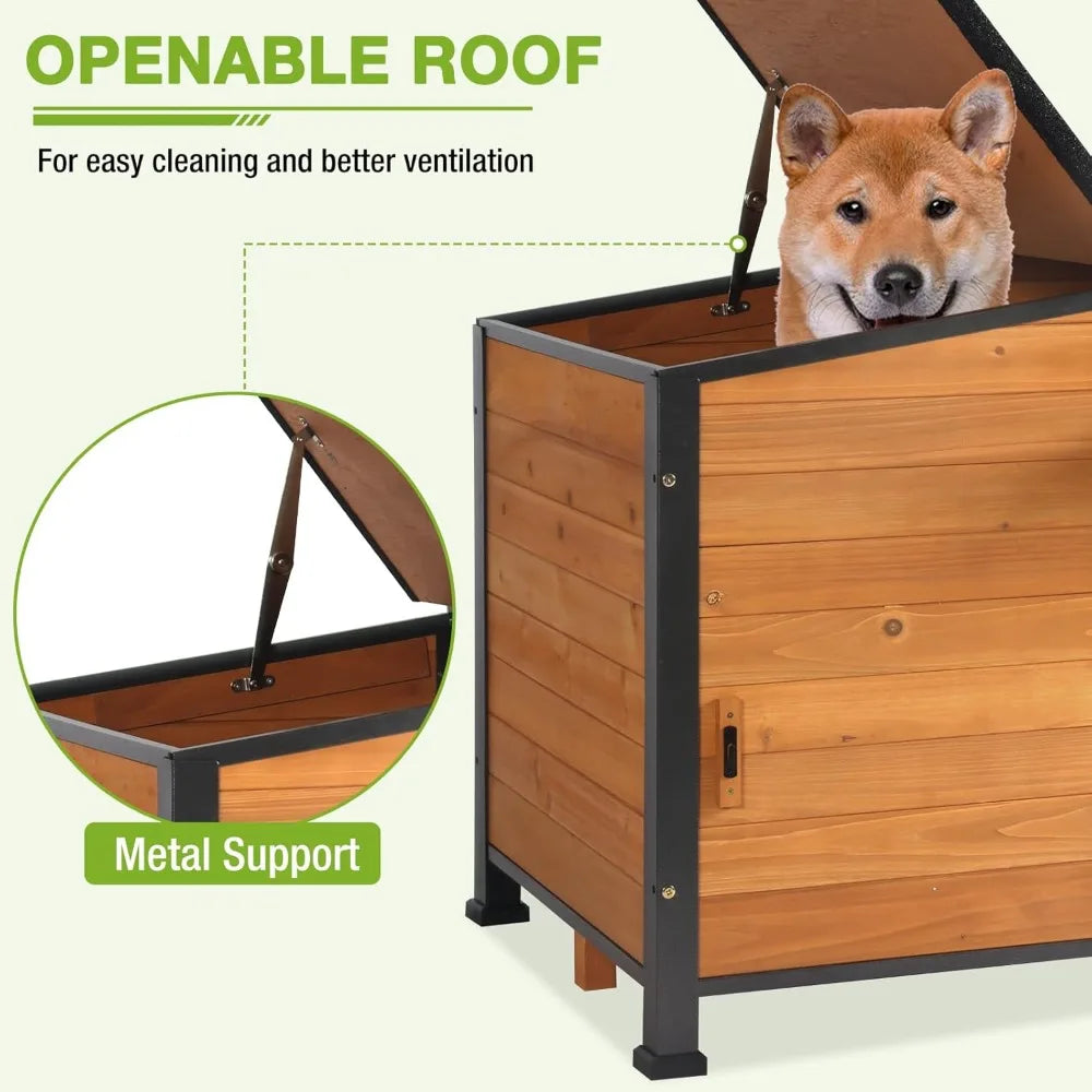 Outdoor Heated Dog House With Insulated Liner And AntiChew Frame