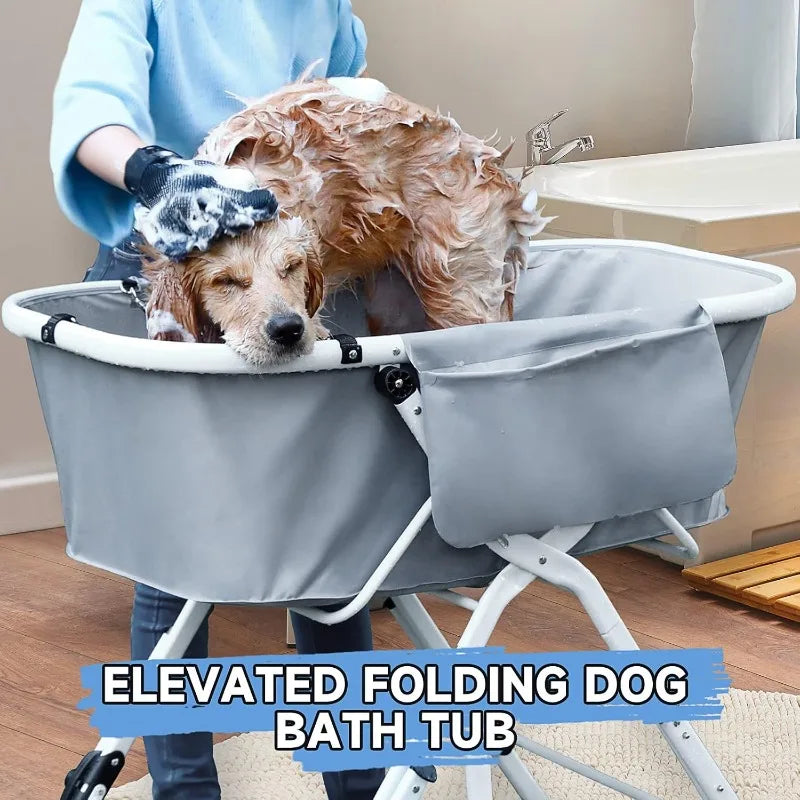 NONE Elevated Dog Bath Tubs For Grooming, Foldable And Adjustable