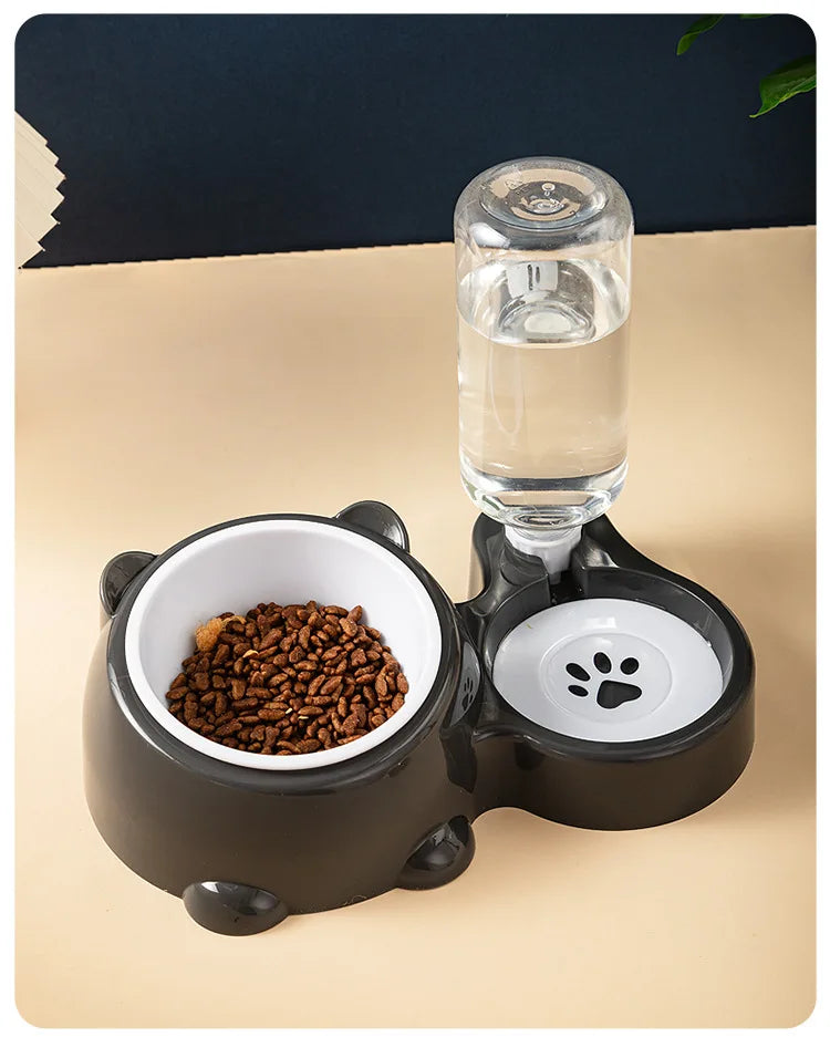 Raised Stainless Steel Double Pet Bowl For Cats And Dogs