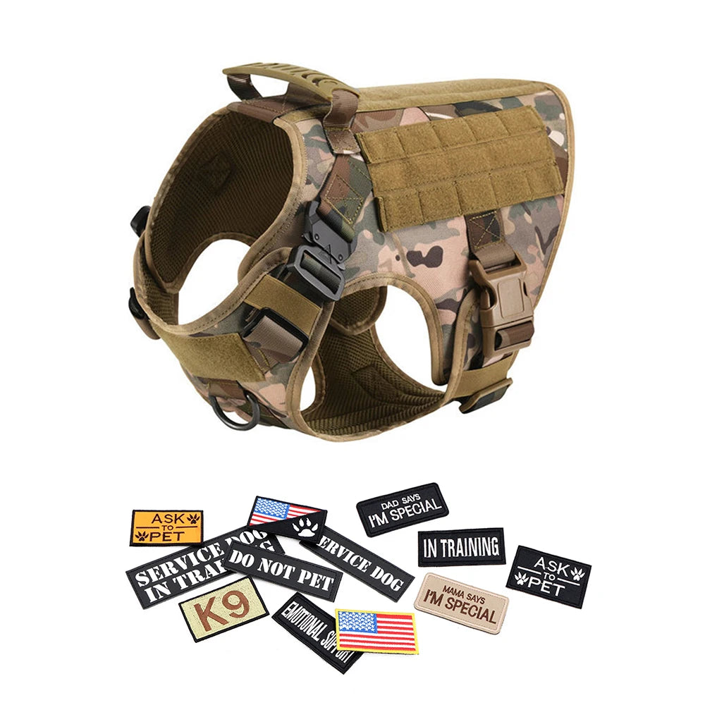 PETRAVELCN Military Dog Harness Vest Set With Patches For Malinois