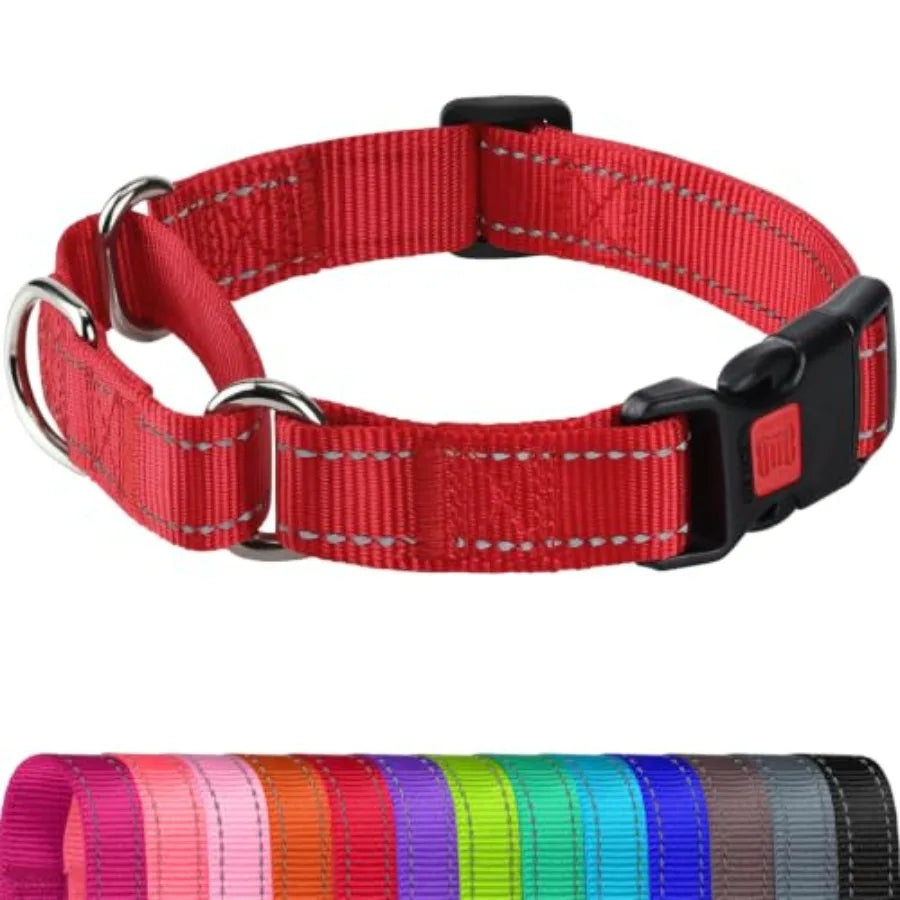 Reflective Martingale Dog Collar With Safety Lock Buckle No Slip