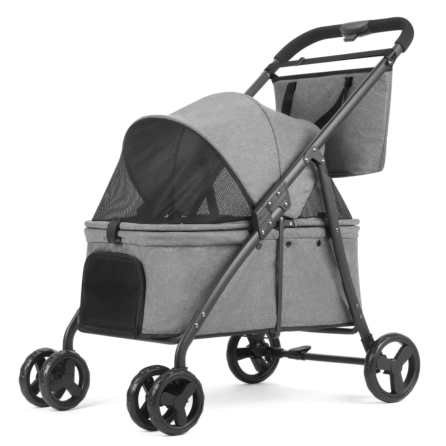 Foldable Dog Stroller Portable 4 Wheel Pet Pushchair Travel Carriage Fashion Bag