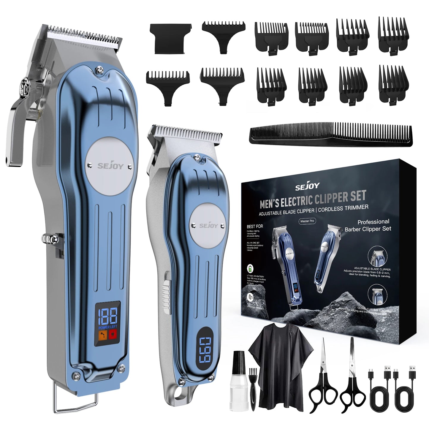 Sejoy Professional Hair Clipper Set Cordless Rechargeable For Men