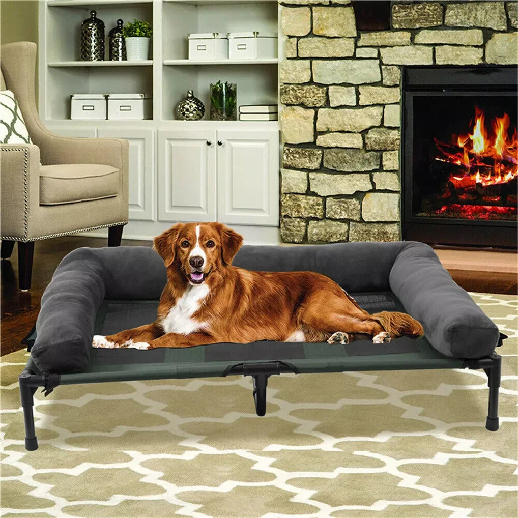 BINGOPAW Elevated Outdoor Cooling Dog Bed Lounger With Mesh Cot