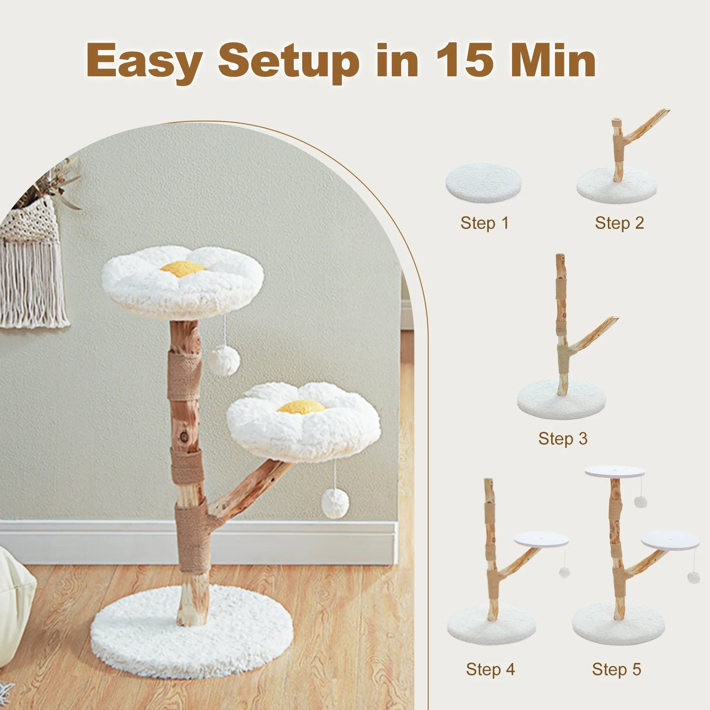 PAWZ Road Flower Cat Tree Indoor Wood Tower Scratching Post