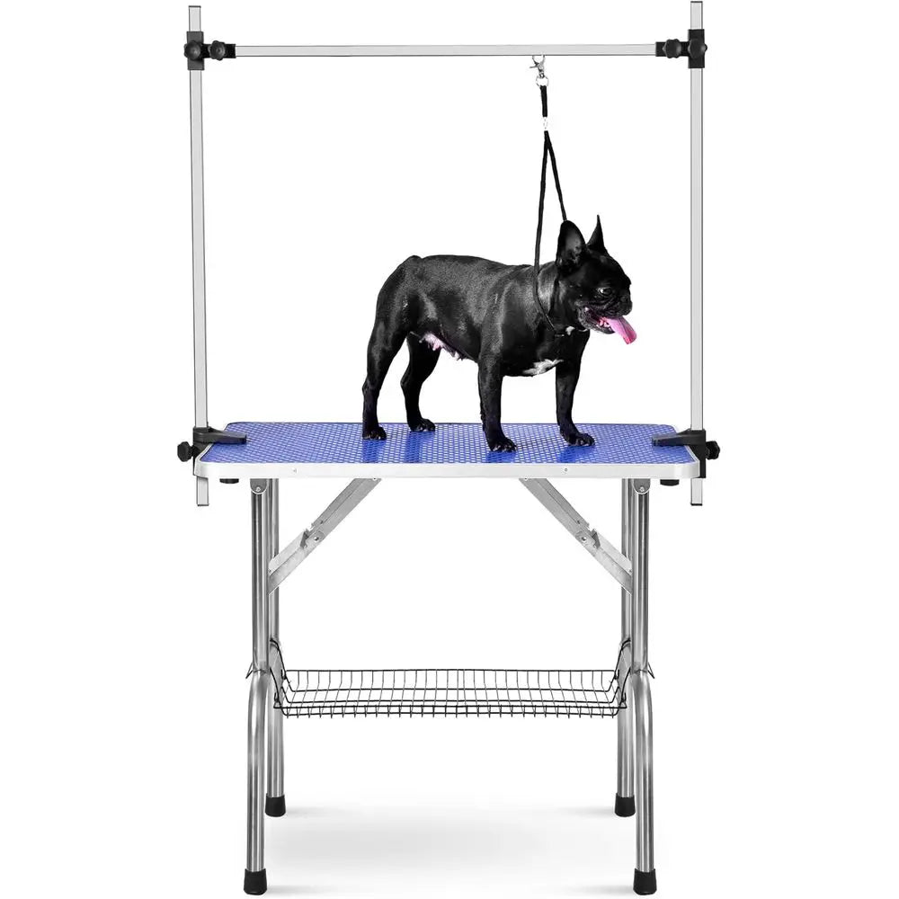 Heavy Duty Folding Dog Grooming Table With Adjustable Arm And Storage