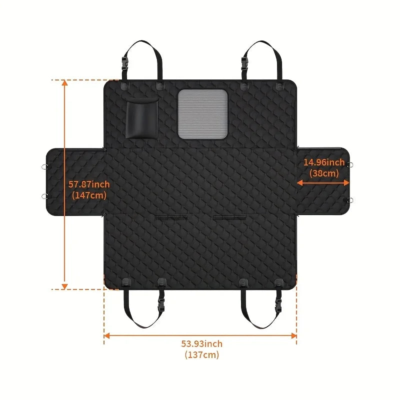 Dog Car Seat Cover With Storage Pockets Mesh Window Waterproof
