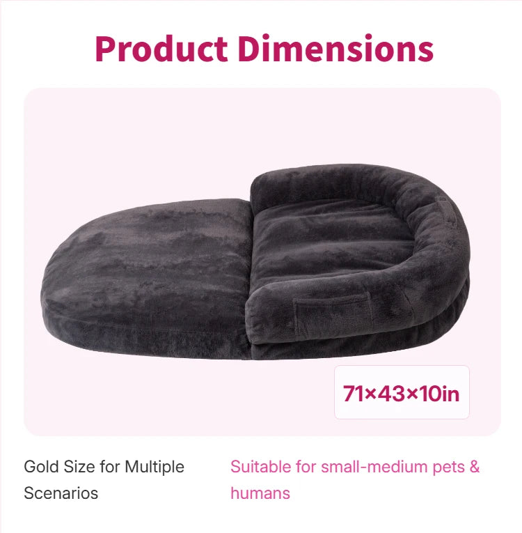 Dual Use Pet Bed Foldable Cozy Cuddler for Shared Rest