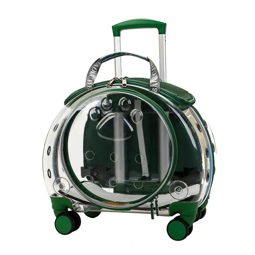 Transparent Pet Travel Carrier Trolley Case With Silent Wheels