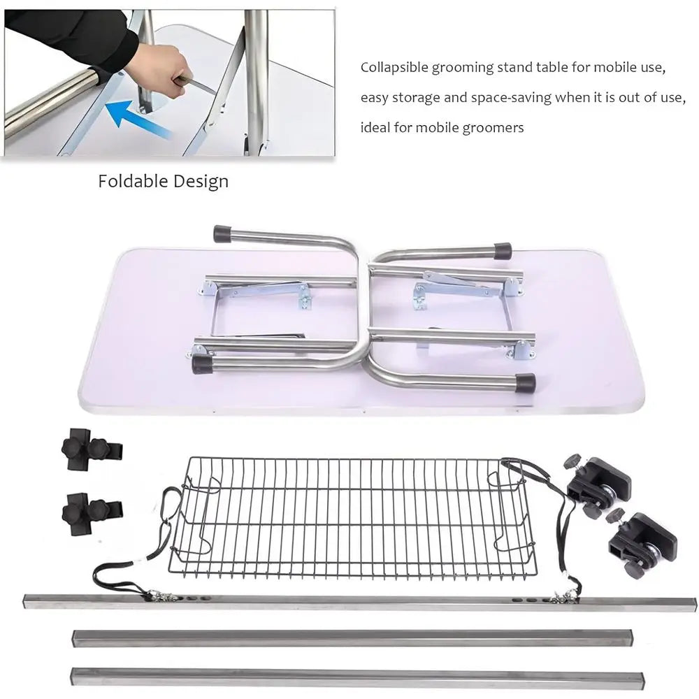 Adjustable Pet Grooming Table With Arm Noose And Mesh Tray