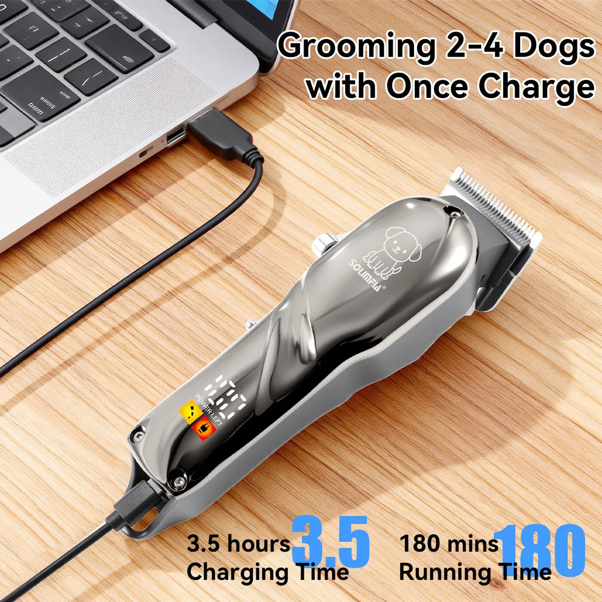 Solimpia Electric Pet Hair Clipper With LCD Display for Grooming