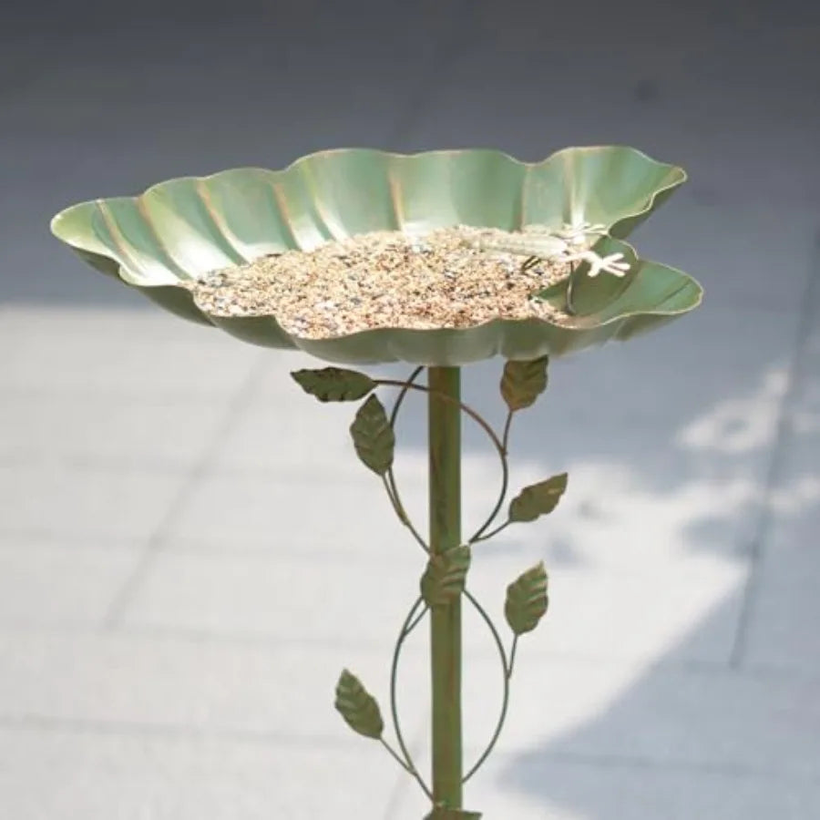 Cast Iron Pedestal Bird Bath For Outdoors Garden Decor