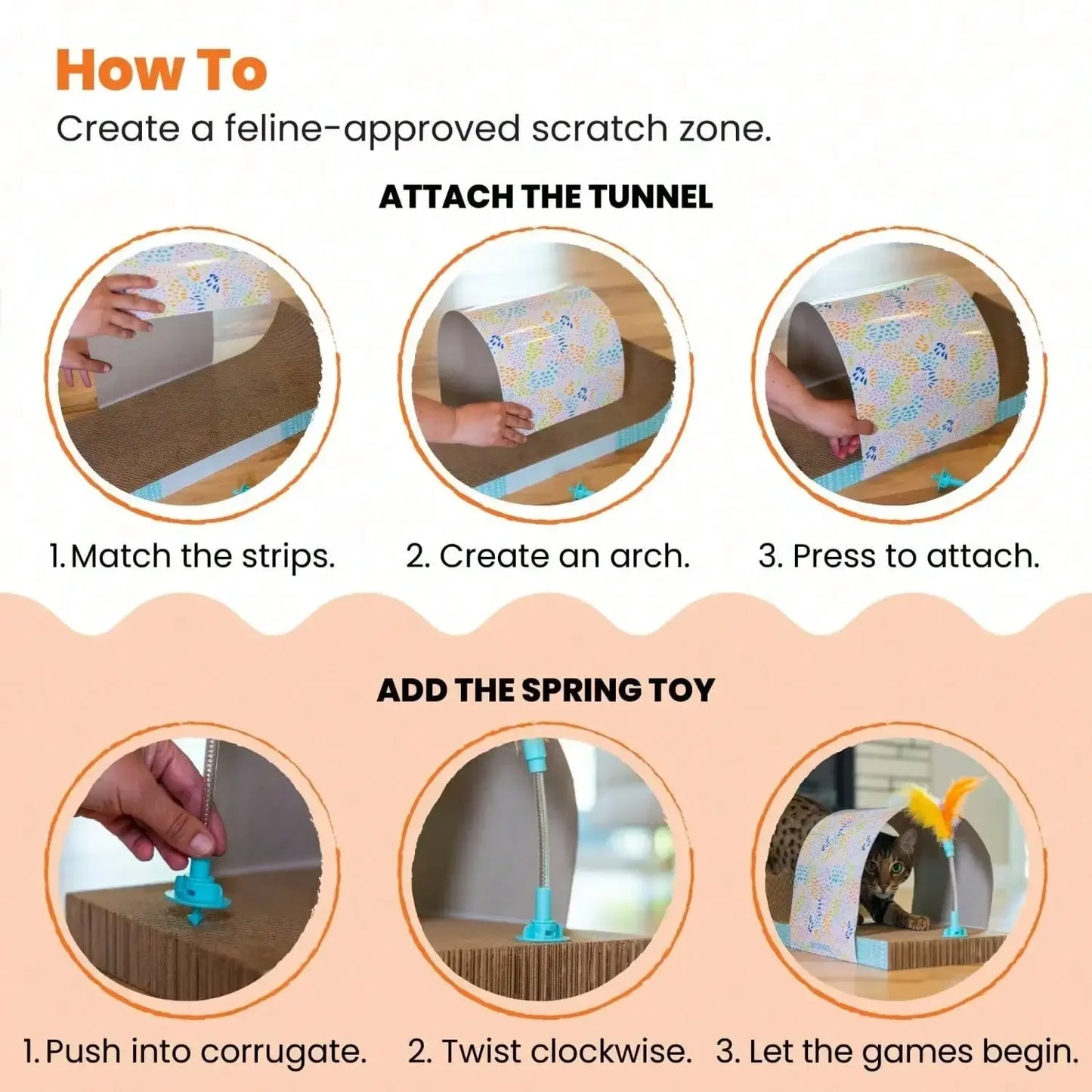 Detachable Cat Tunnel Toy With Scratching Board And Feather Toy