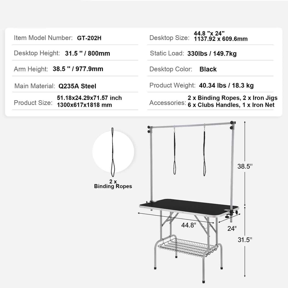 SucceBuy Dog Grooming Table With Dual Arms And Grooming Loop