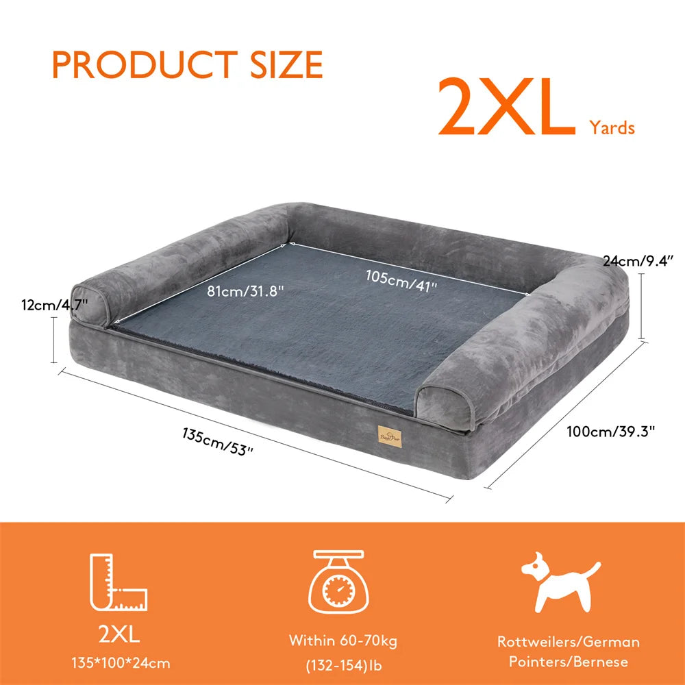 BORWART Calming Orthopedic Memory Foam Dog Bed With Removable Waterproof Cover