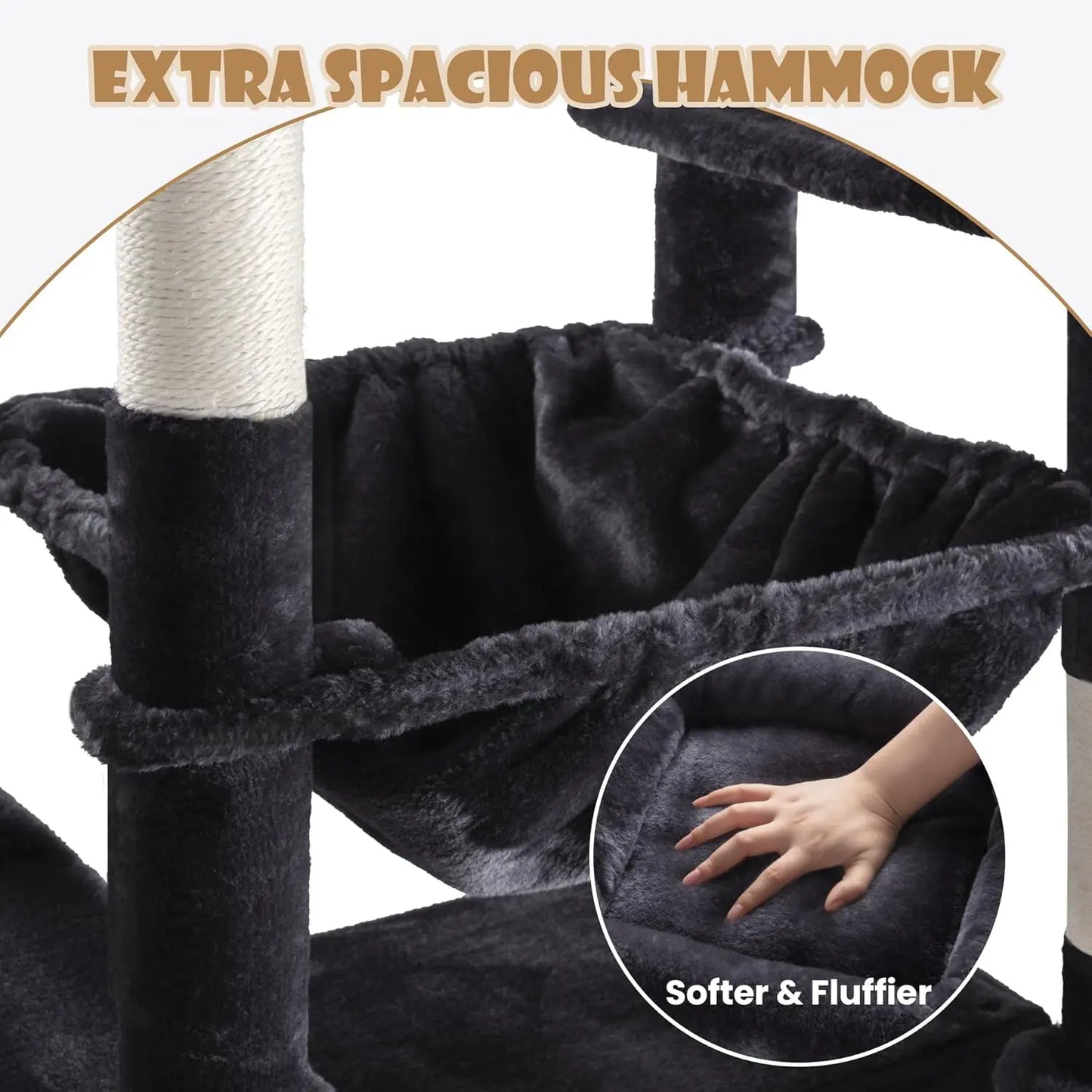Three-Tier Cat Tree Tower With Hammock And Sisal Scratching Posts