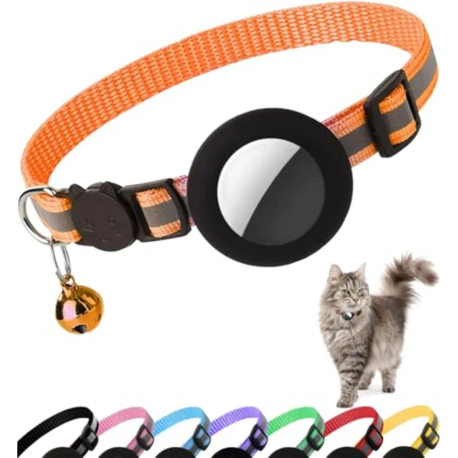 AirTag Cat Collar Breakaway Reflective Kitten Collar With Bell Holder