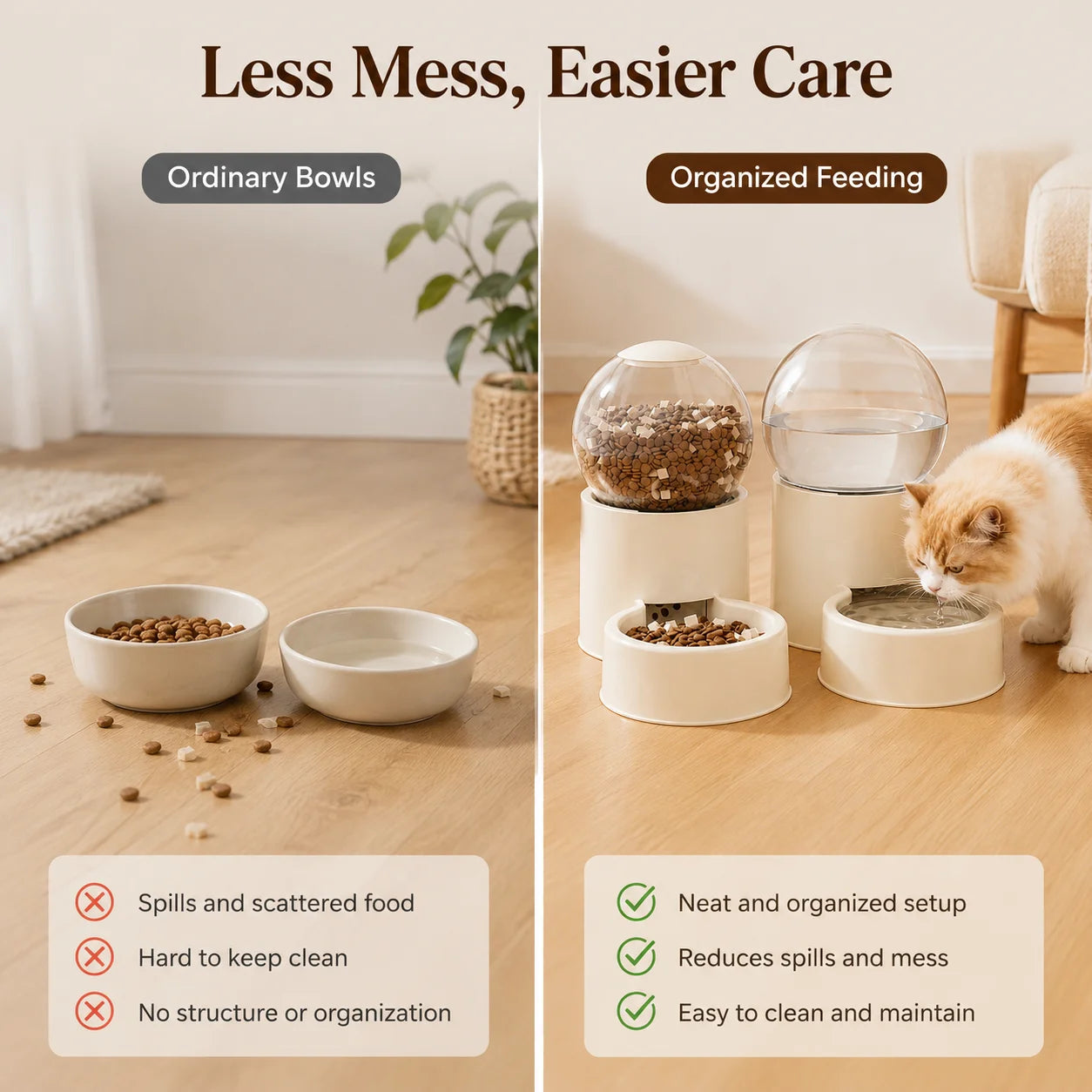 Automatic Gravity Cat Feeder And Water Dispenser Spill Proof