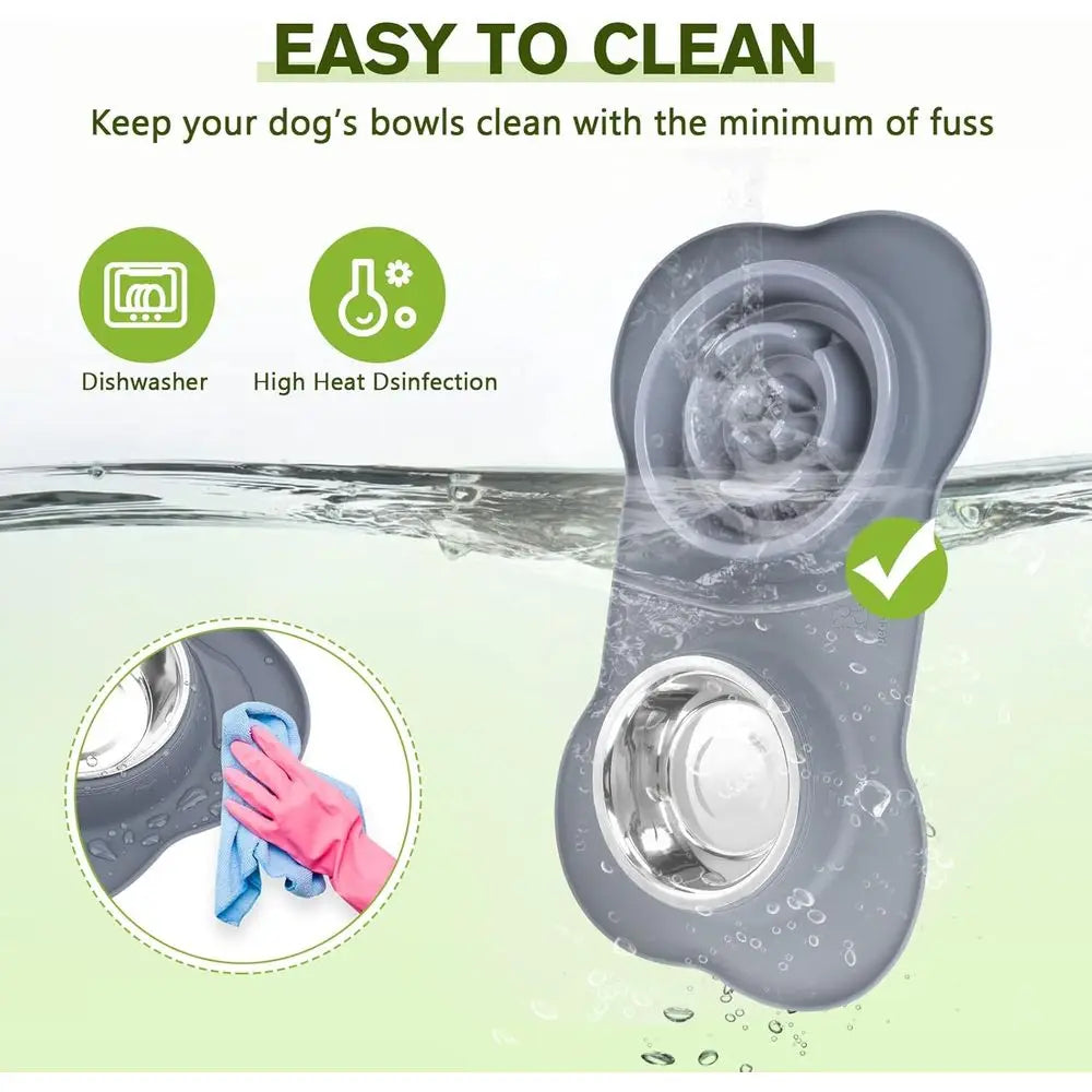 Slow Feeder Dog Bowl With Non Skid Silicone Mat Safe