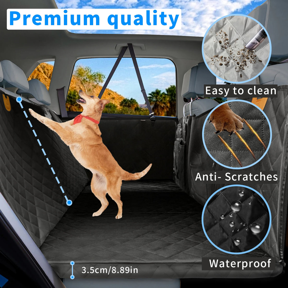 Borwart Waterproof Dog Back Seat Extender And Travel Hammock Cover