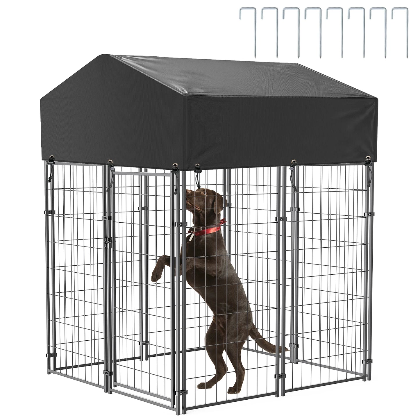 BINGOPAW Outdoor Large Dog Kennel With Welded Wire Runs And Waterproof Canopy