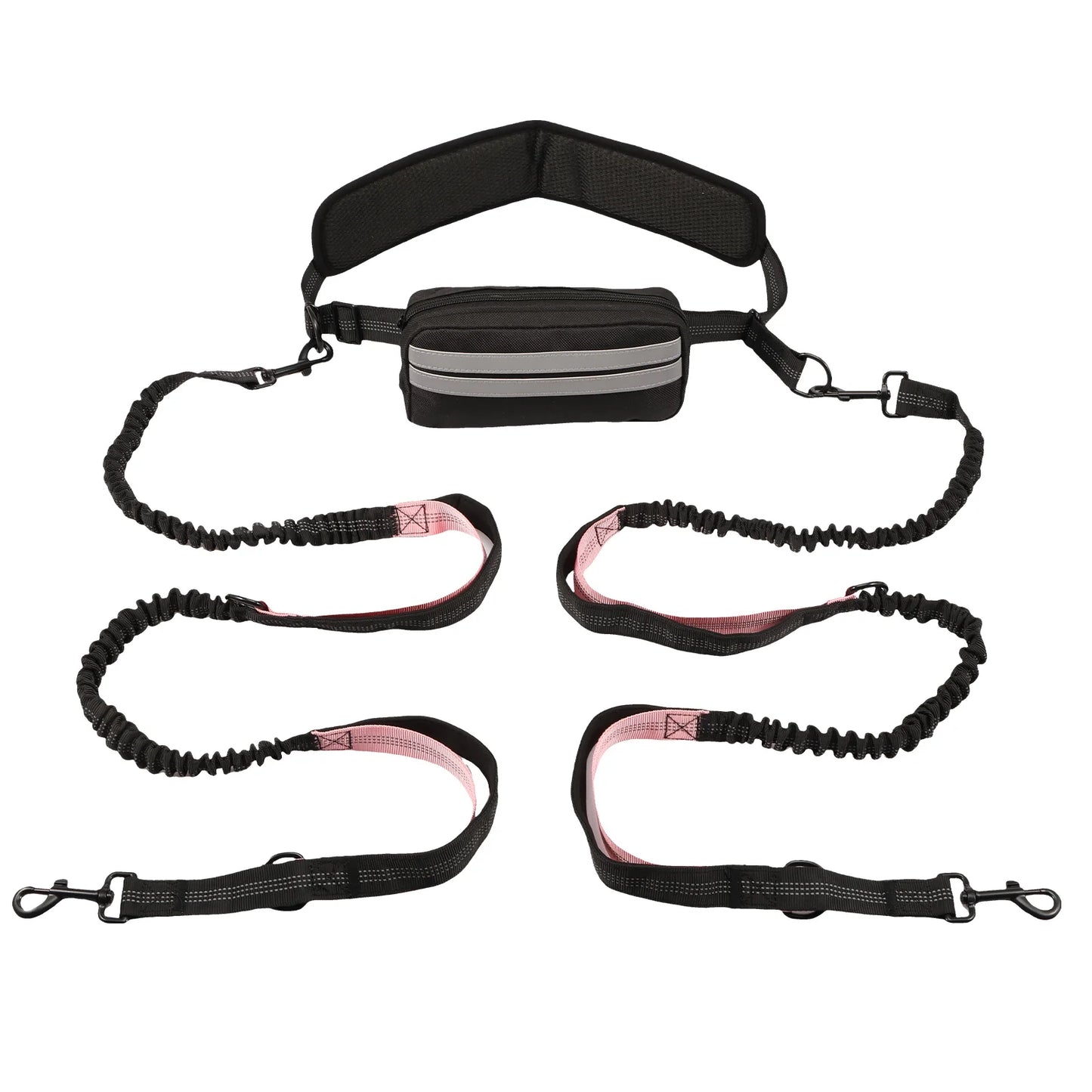Reflective Hands Free Dog Leash With Waist Bag