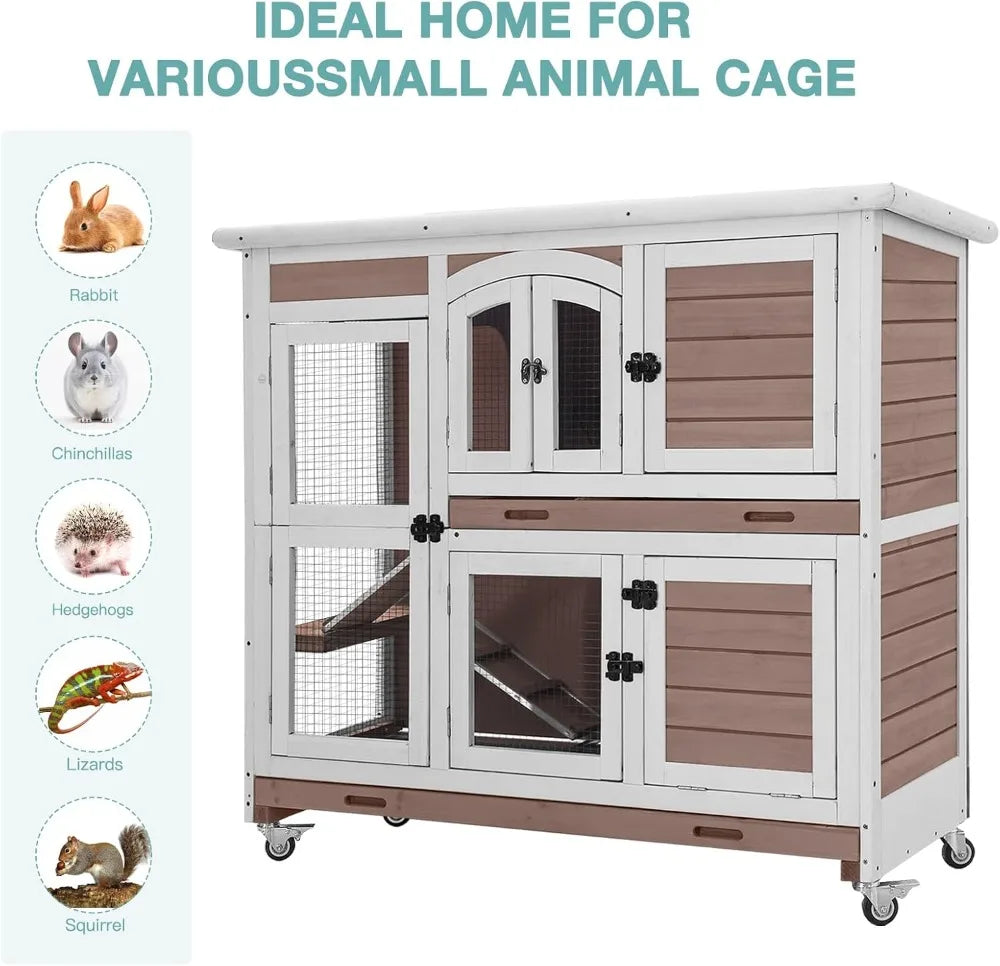 Wooden Rabbit Hutch Indoor Bunny House And Guinea Pig Cage