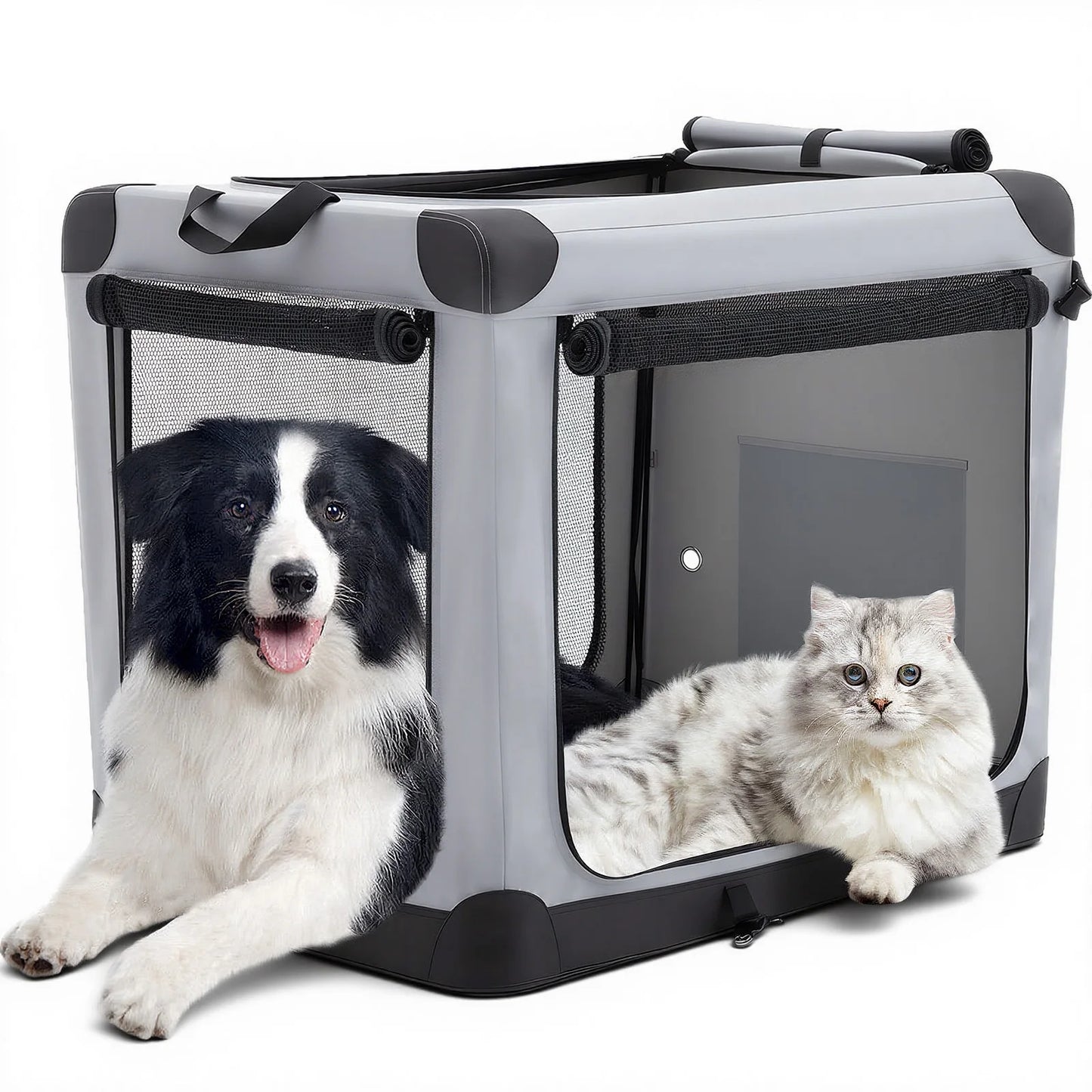 JHK 600D Oxford Foldable Soft Dog Crate with 3 Doors