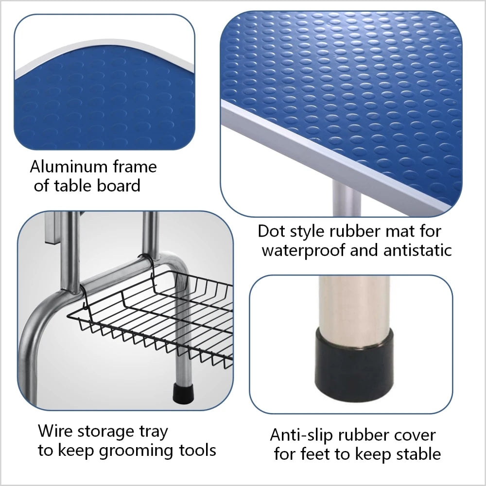 Pet Grooming Table With Adjustable Arm And Clamps Stainless Steel