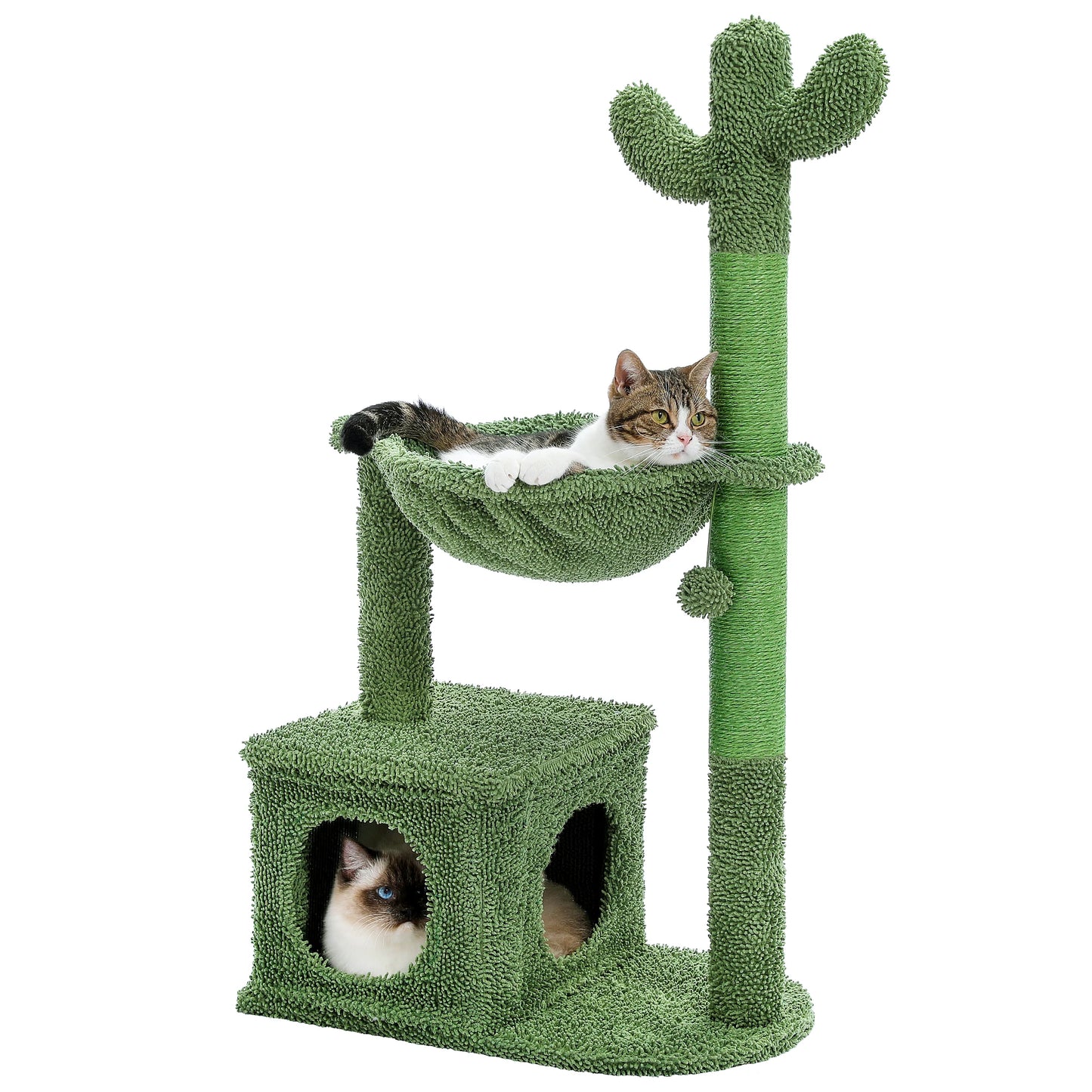 PEQULTI Cactus Cat Tree With Condo, Hammock, Dangling Ball Toy