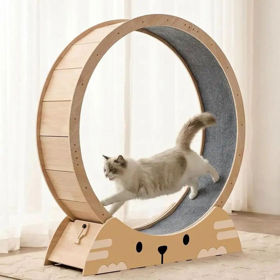 Solid Wood Cat Fitness Wheel Treadmill For Active Cats