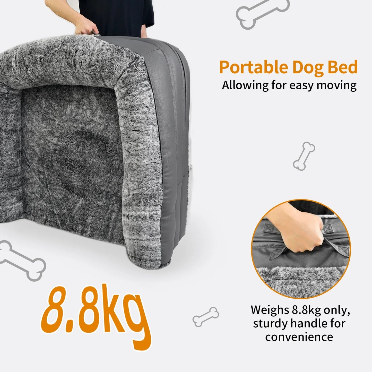 BINGOPAW Orthopedic Pet Bed With Bolster Foldable For Adults