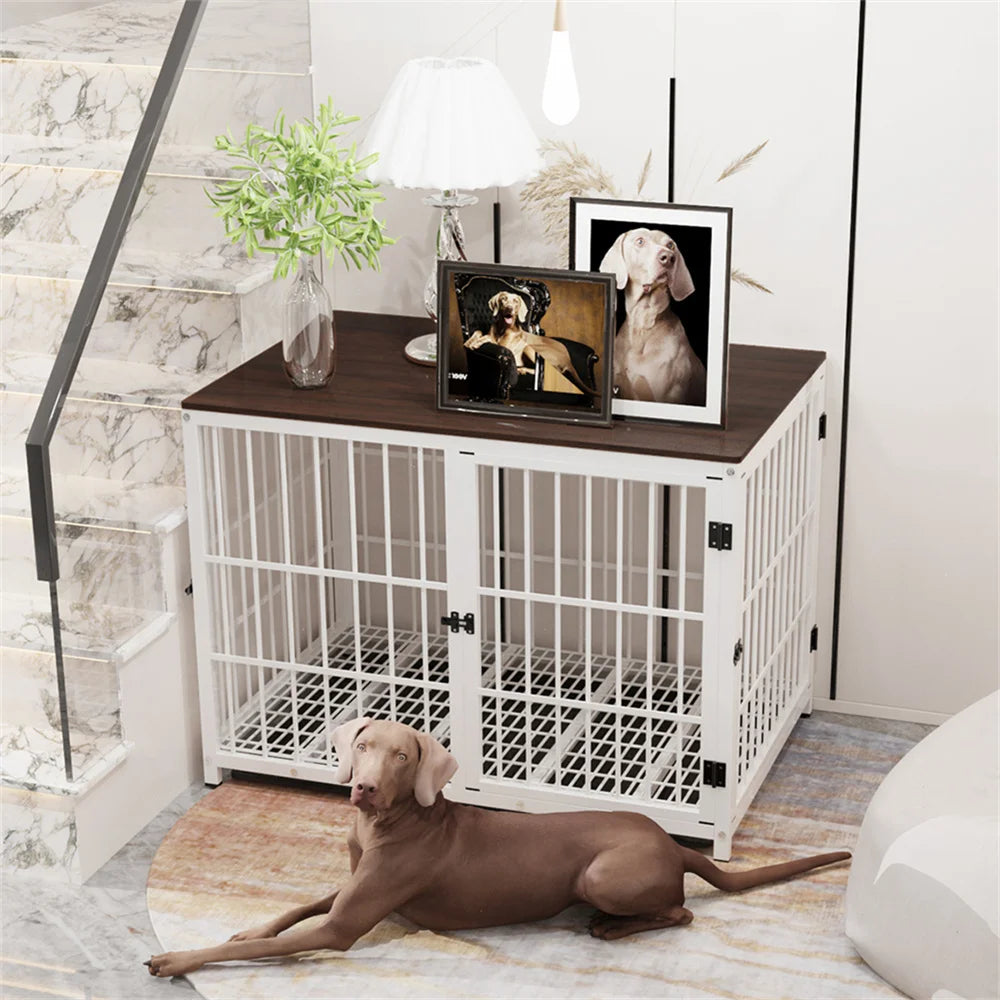BORWART Wooden Dog Crate End Table with Removable Tray