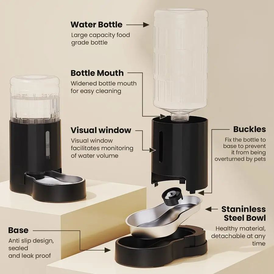 Automatic Dog And Cat Water Dispenser With Stainless Steel Bowl