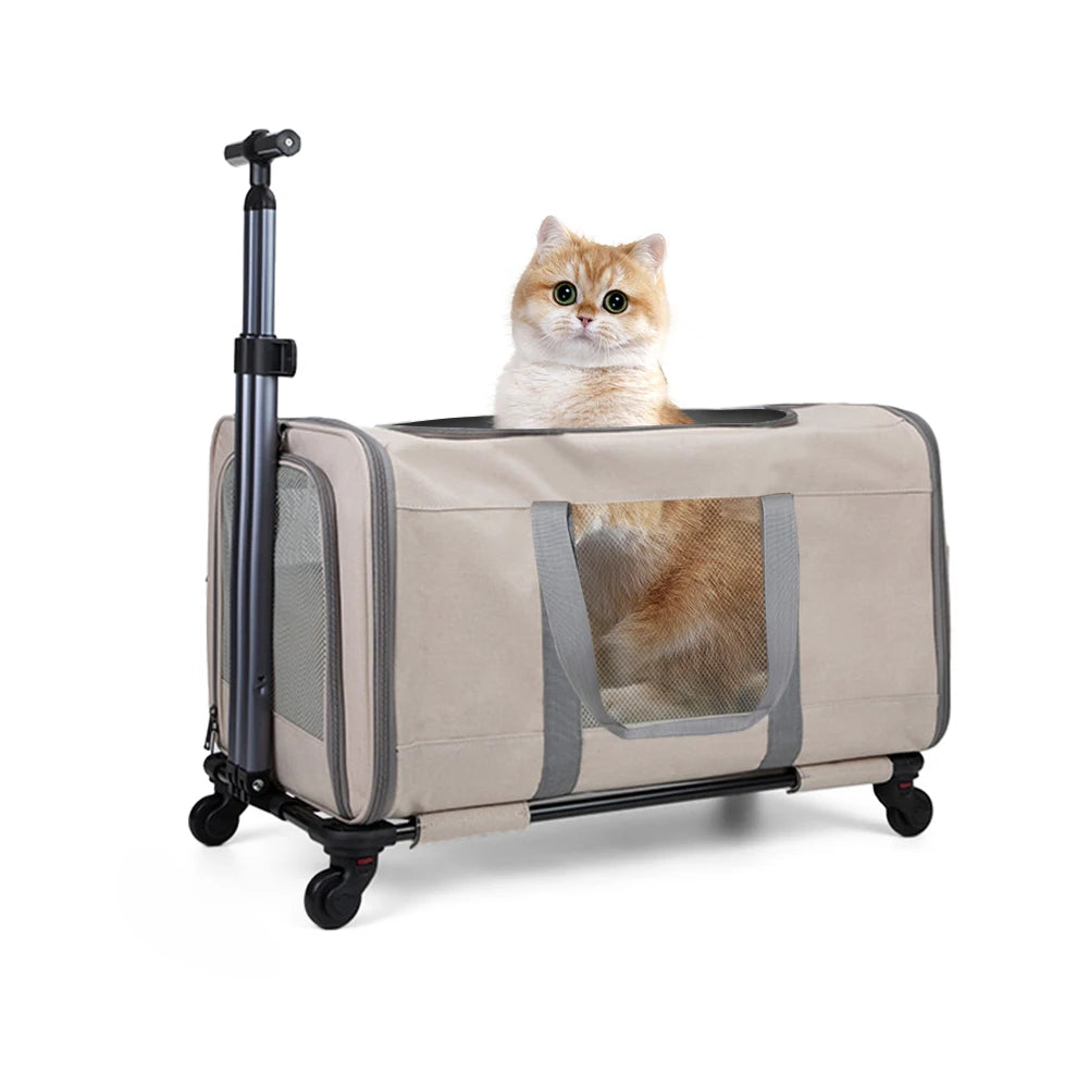 Cat Trolley For Two Cats With Wheels Travel Carrier