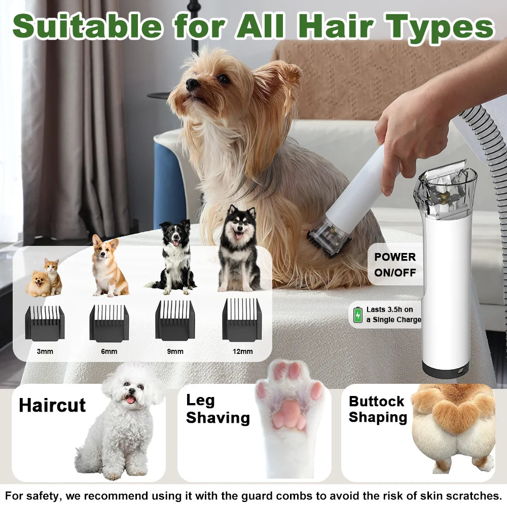 Pet Grooming Vacuum Kit With Blow And Suction Hair Cleaner
