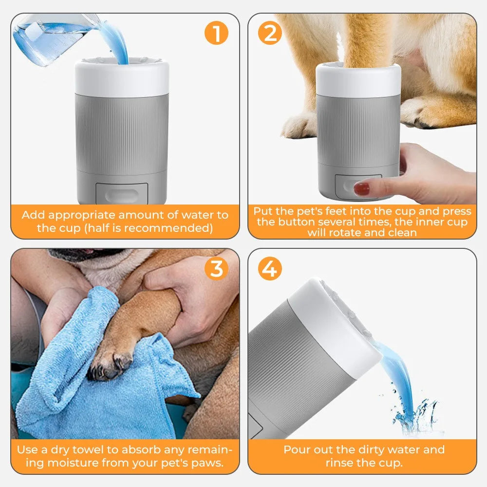 Portable Dog Paw Washer Cup With Silicone Brush For Travel