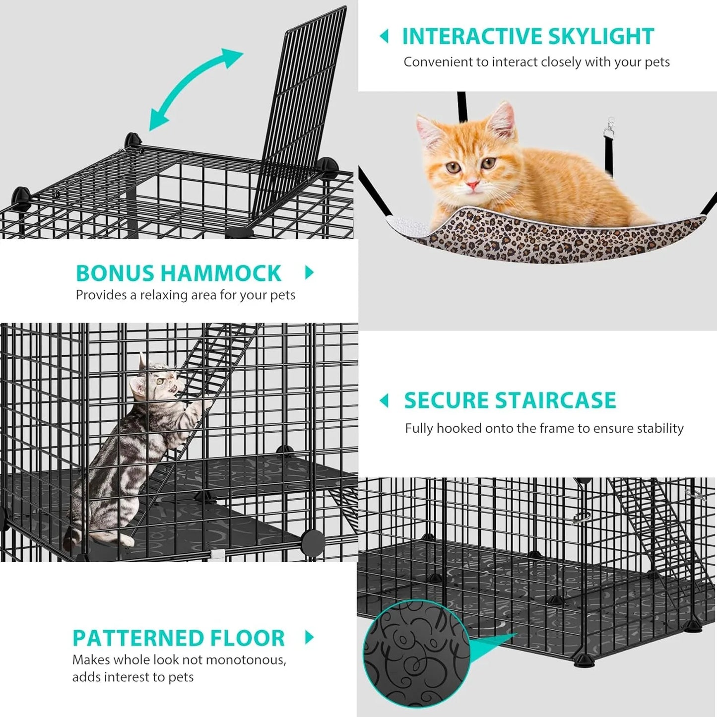 4-Tier Cat Cage Indoor Enclosure Playpen With Hammock