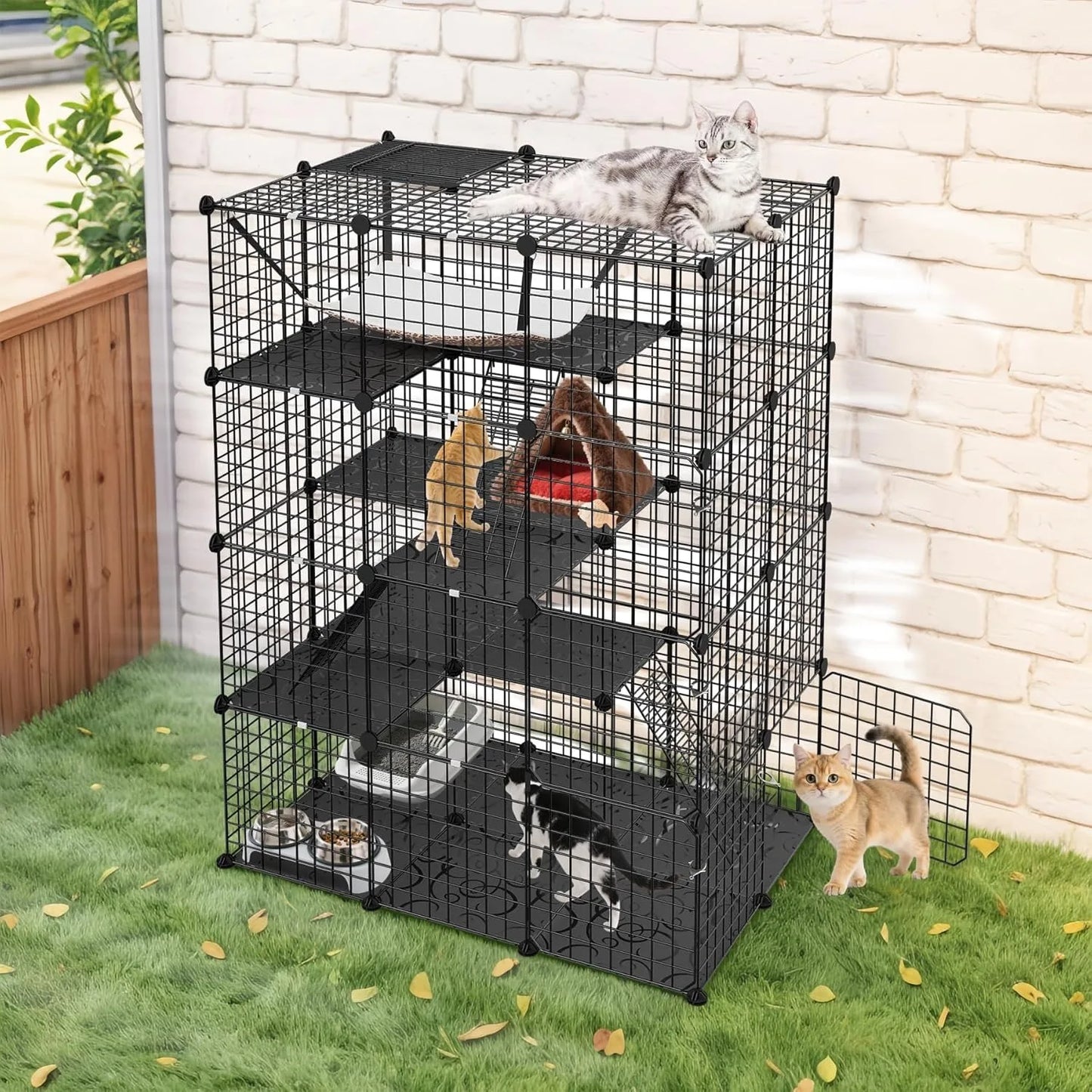 4-Tier Cat Cage Indoor Enclosure Playpen With Hammock