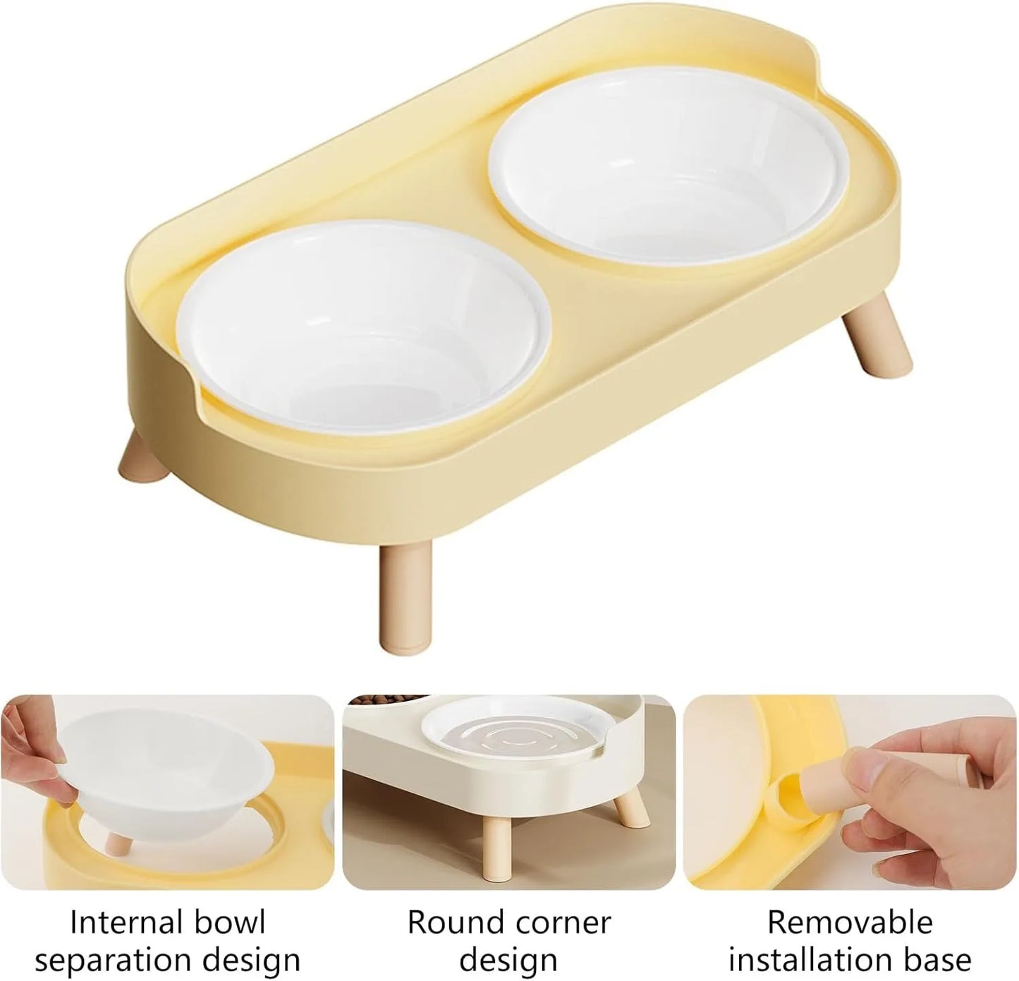Elevated Pet Bowl Set Raised Feeding Stand For Cats Dogs