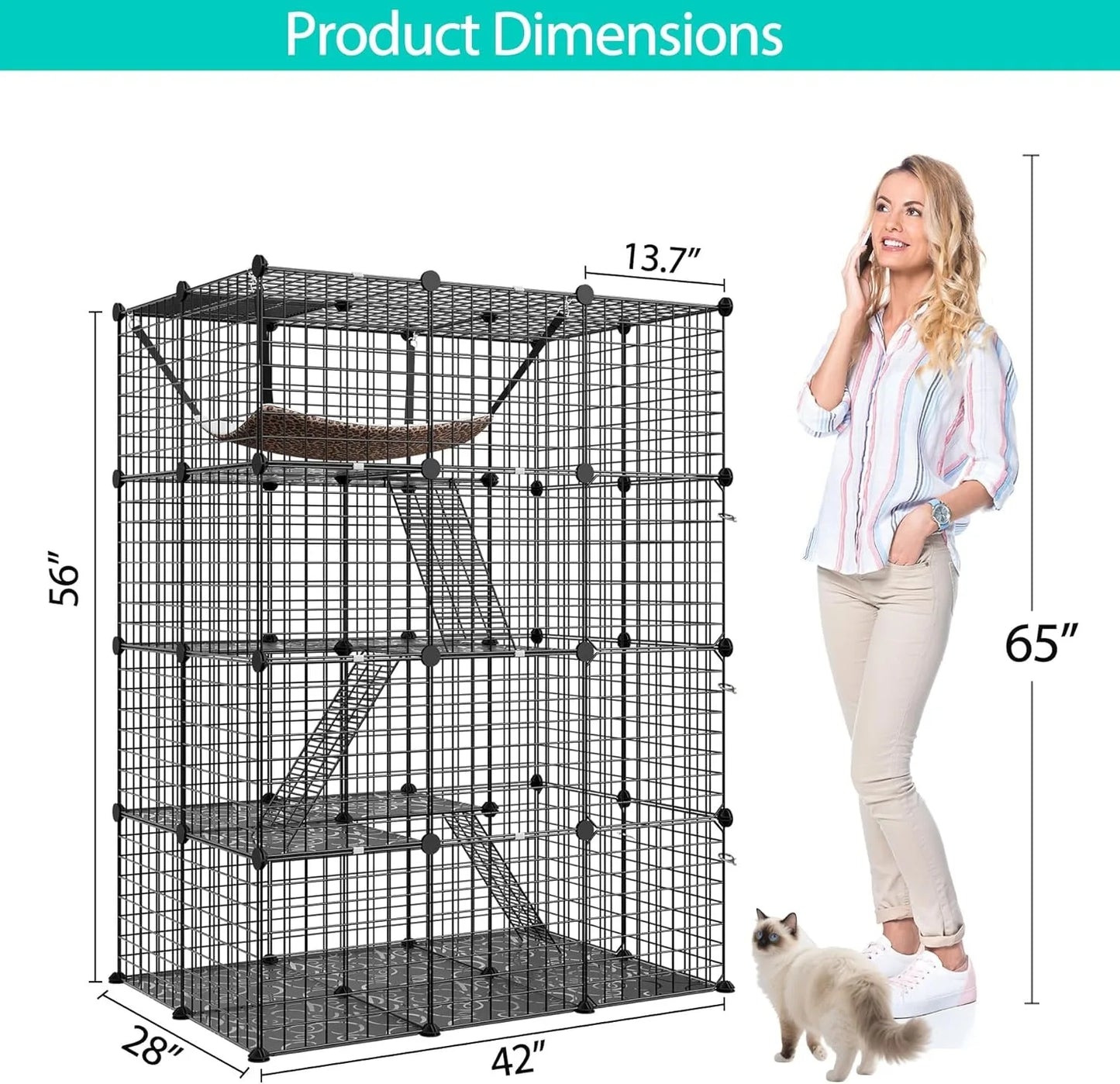 4-Tier Cat Cage Indoor Enclosure Playpen With Hammock
