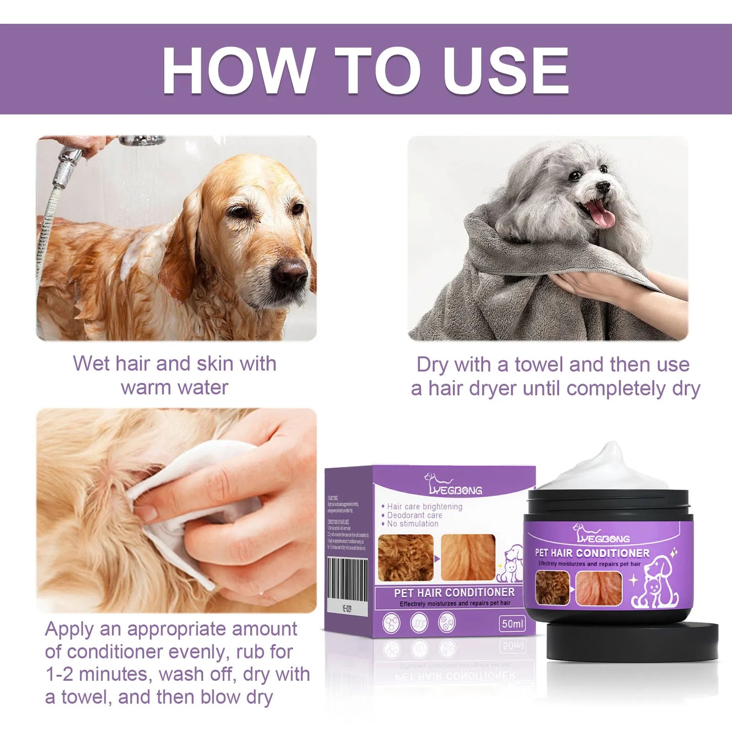 YEGBONG Pet Hair Conditioner Detangling Smoothing Thickening Volumizing