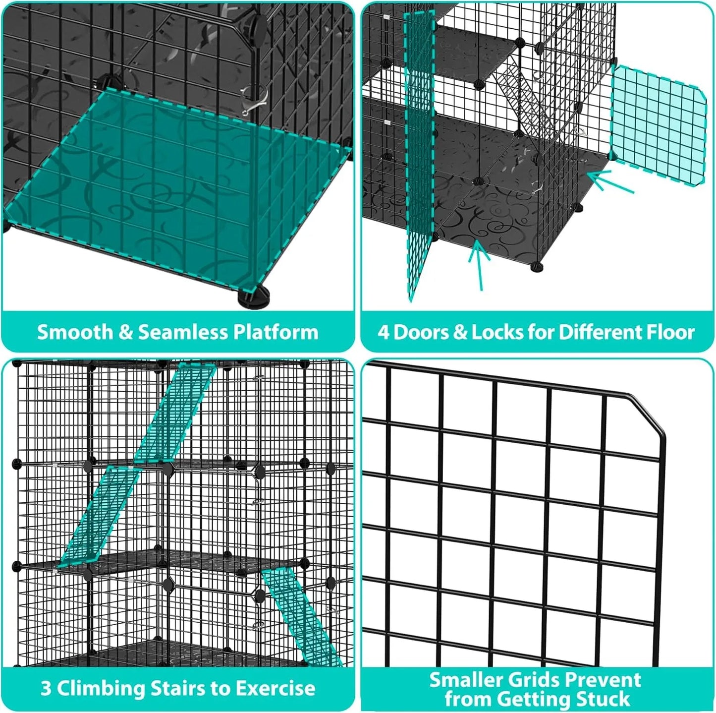 4-Tier Cat Cage Indoor Enclosure Playpen With Hammock