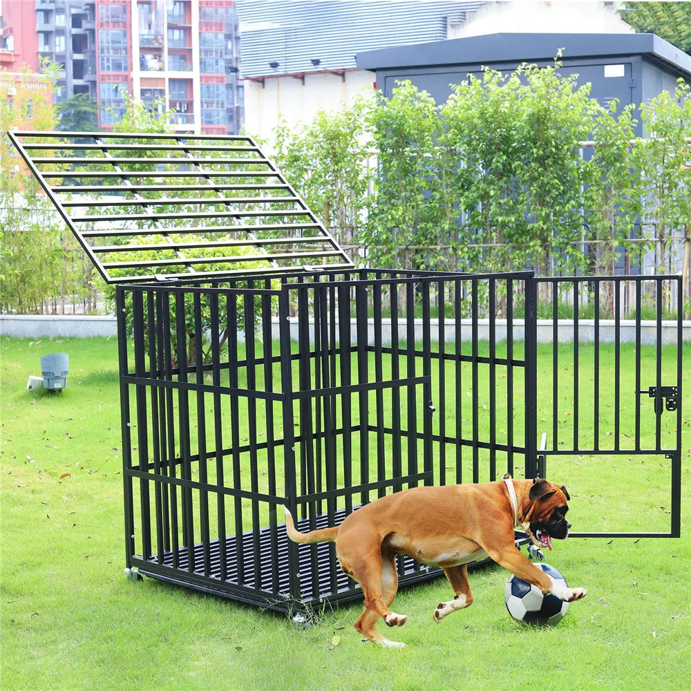 BINGOPAW Rolling Heavy Duty Dog Cage With Tray