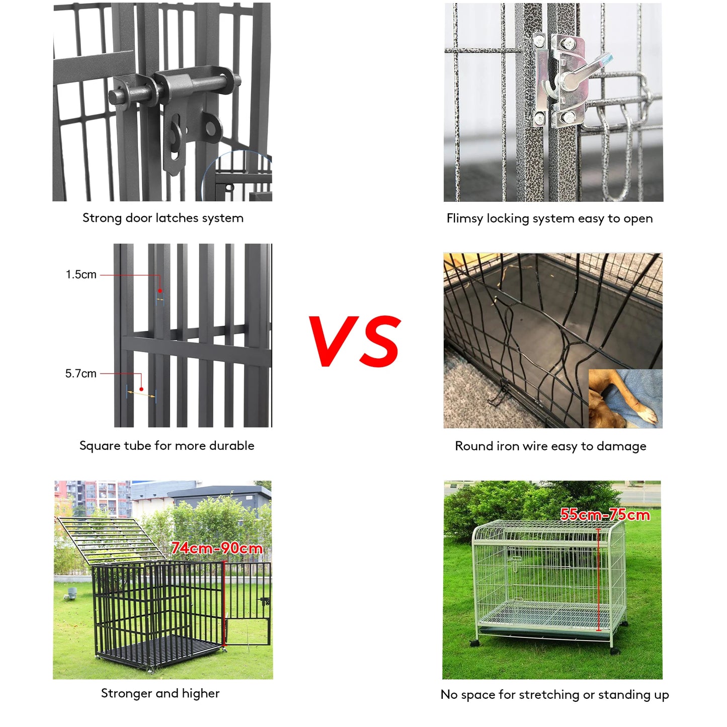 BINGOPAW Rolling Heavy Duty Dog Cage With Tray