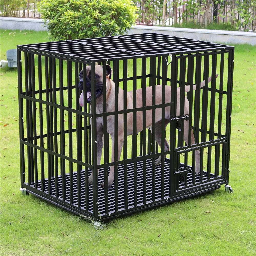 BINGOPAW Rolling Heavy Duty Dog Cage With Tray