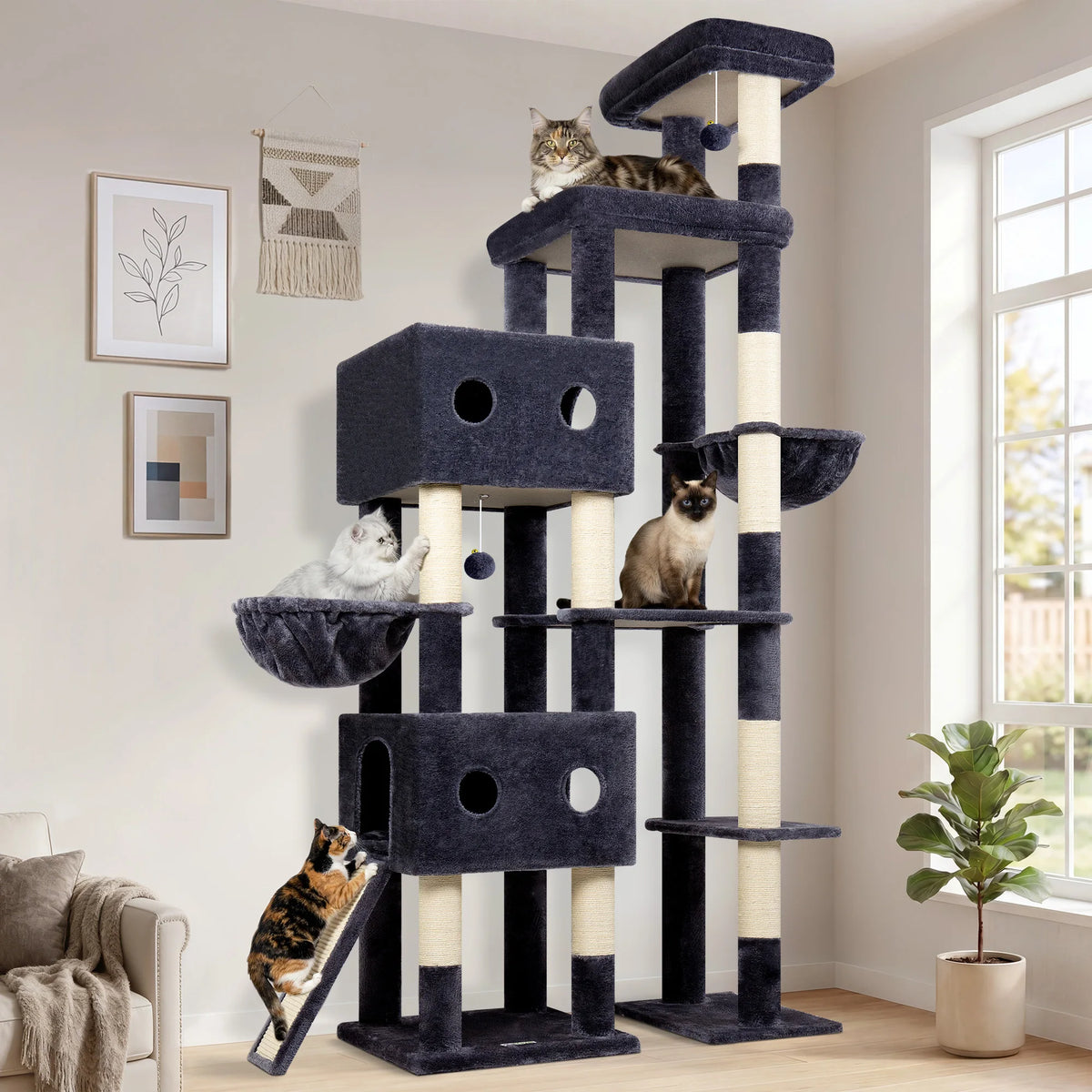 Globlazer Heavy Duty Multi Level Cat Tree With Sisal Scratching Posts