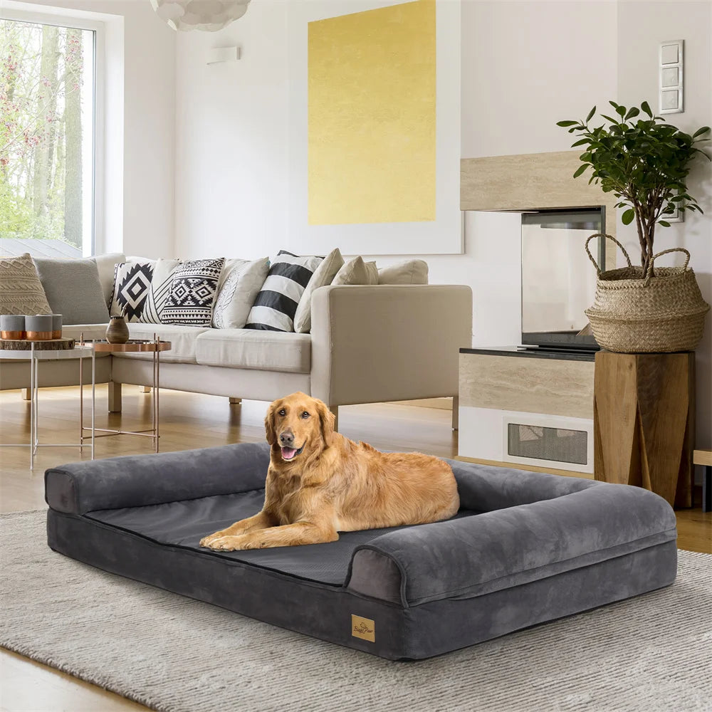 BORWART Calming Orthopedic Memory Foam Dog Bed With Removable Waterproof Cover